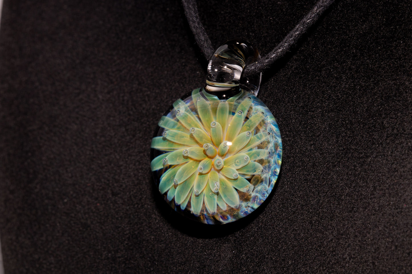 Handmade Glass Pendant | Air Trap Implosion Jewelry | Galaxy Flower Necklace | Space Nebula Art | Unique Artisan Pendant