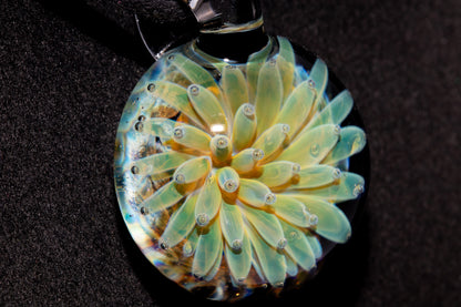 Handmade Glass Pendant | Air Trap Implosion Jewelry | Galaxy Flower Necklace | Space Nebula Art | Unique Artisan Pendant