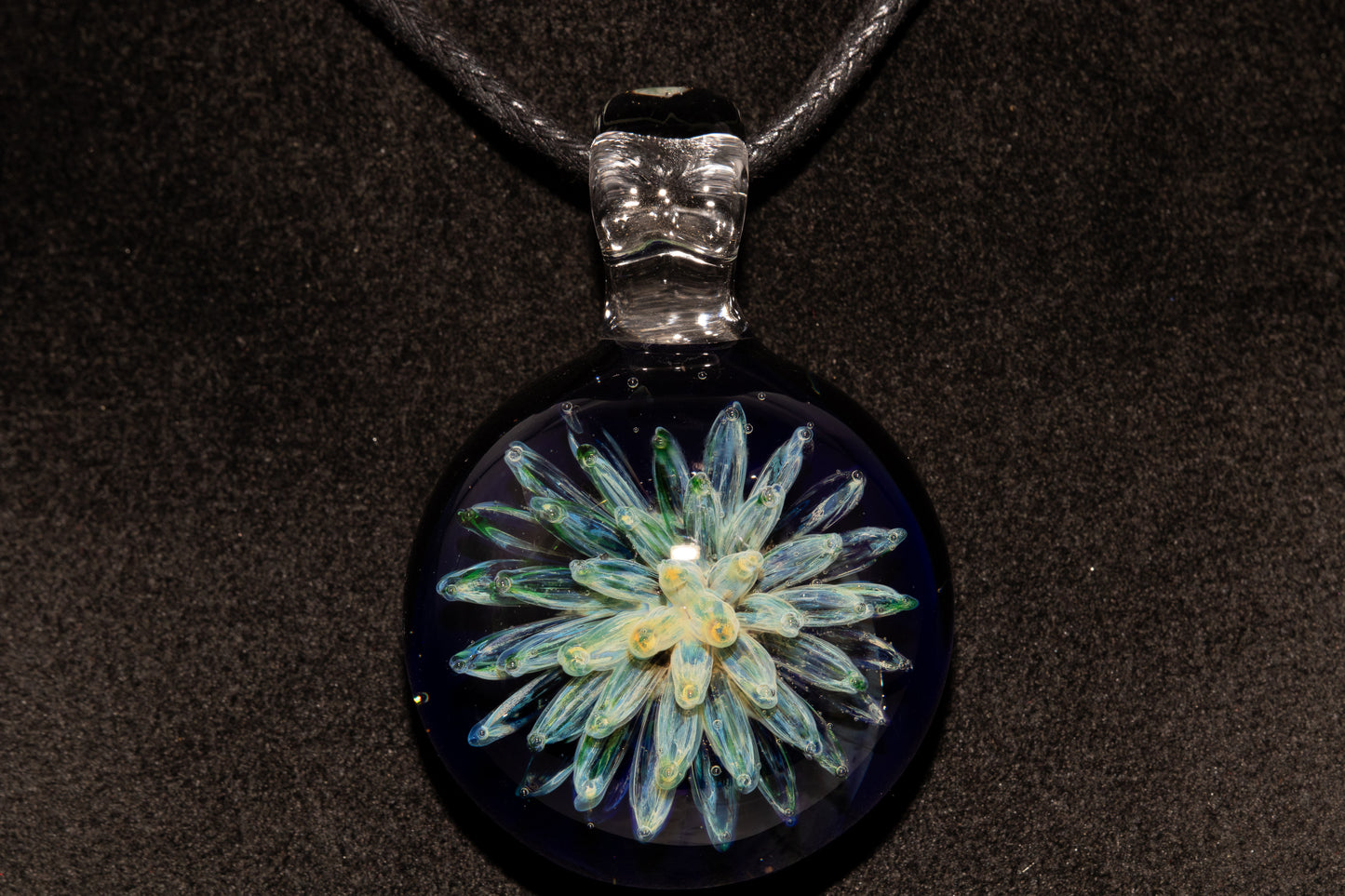 Handmade Glass Pendant | Air Trap Implosion Jewelry | Galaxy Flower Necklace | Space Nebula Art | Unique Artisan Pendant