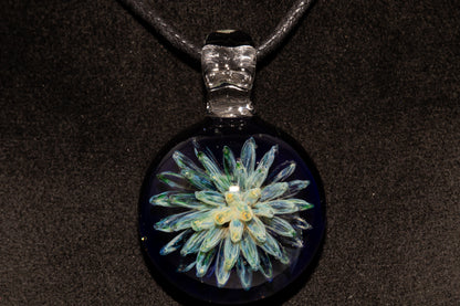 Handmade Glass Pendant | Air Trap Implosion Jewelry | Galaxy Flower Necklace | Space Nebula Art | Unique Artisan Pendant