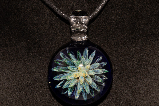 Handmade Glass Pendant | Air Trap Implosion Jewelry | Galaxy Flower Necklace | Space Nebula Art | Unique Artisan Pendant