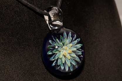 Handmade Glass Pendant | Air Trap Implosion Jewelry | Galaxy Flower Necklace | Space Nebula Art | Unique Artisan Pendant