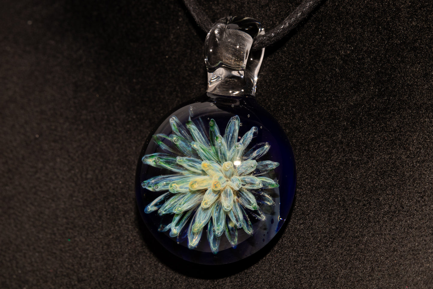 Handmade Glass Pendant | Air Trap Implosion Jewelry | Galaxy Flower Necklace | Space Nebula Art | Unique Artisan Pendant