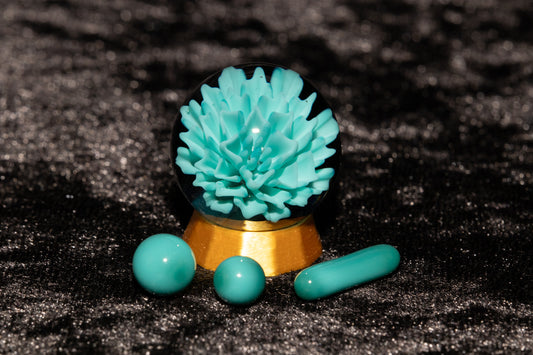 Dahlia Flower Marble Set | 25mm Handmade Glass Art Sphere with Matching Inserts | Collector Marble | Handblown Glass Decor