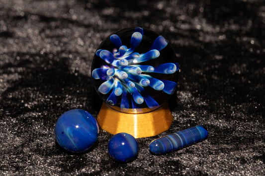 Dot Implosion Marble Set | Handmade 25mm Glass Orbs with Matching Inserts | Art Glass Collectible | Handblown Glass Decor