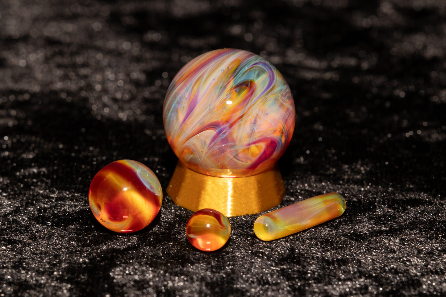 Matching Solid Color Marble Set | 25mm Glass Marbles | Handblown Borosilicate Glass | Collectible Functional Glass