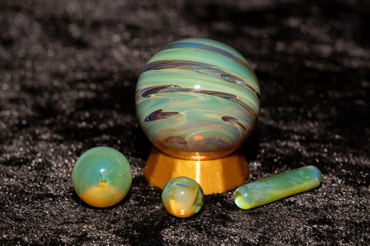 Matching Solid Color Marble Set | 25mm Glass Marbles | Handblown Borosilicate Glass | Collectible Functional Glass