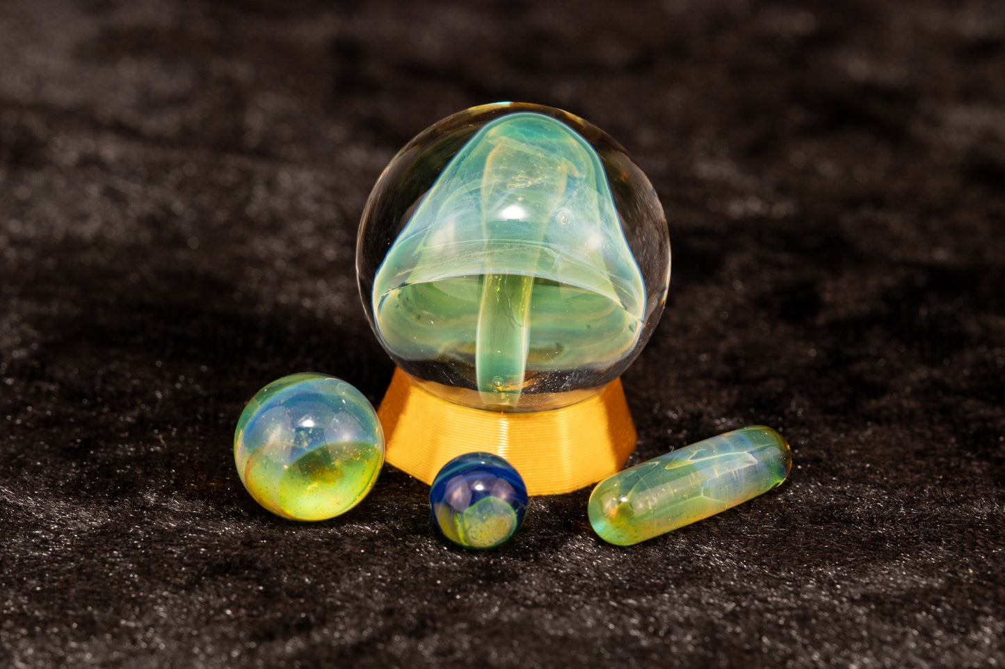 Mushroom Glass Marble Set | 25mm Glass Marbles | Handblown Borosilicate Glass | Collectible Functional Glass