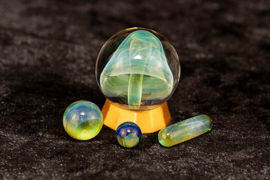 Mushroom Glass Marble Set | 25mm Glass Marbles | Handblown Borosilicate Glass | Collectible Functional Glass