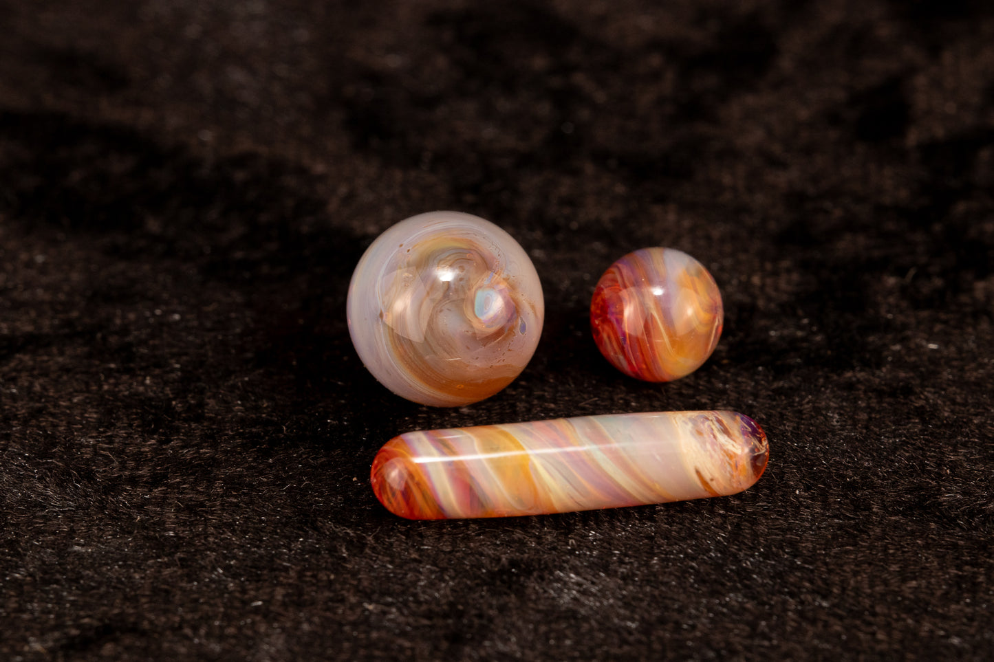 Mushroom Glass Marble Set | 25mm Glass Marbles | Handblown Borosilicate Glass | Collectible Functional Glass