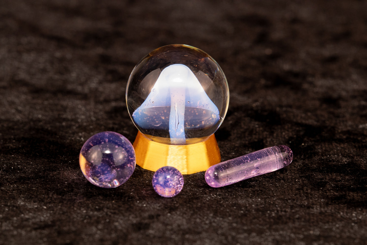 Mushroom Glass Marble Set | 25mm Glass Marbles | Handblown Borosilicate Glass | Collectible Functional Glass