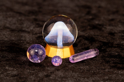 Mushroom Glass Marble Set | 25mm Glass Marbles | Handblown Borosilicate Glass | Collectible Functional Glass