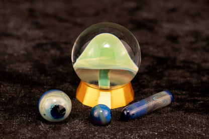 Mushroom Glass Marble Set | 25mm Glass Marbles | Handblown Borosilicate Glass | Collectible Functional Glass