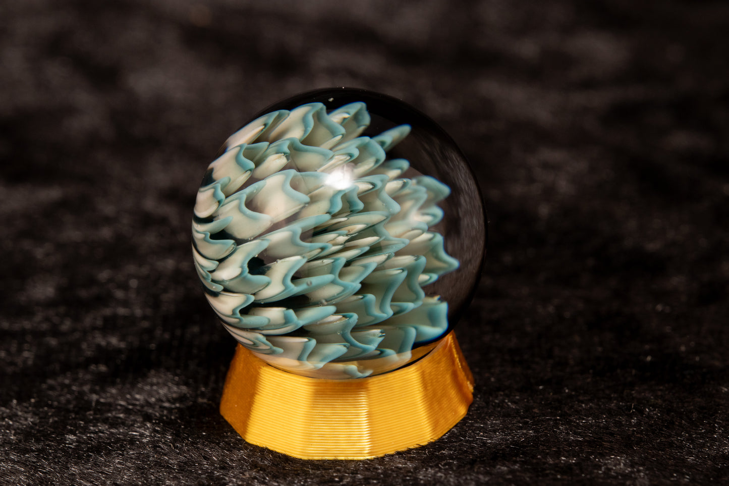 Dahlia Flower Marble Set | 25mm Handmade Glass Art Sphere with Matching Inserts | Collector Marble | Handblown Glass Decor