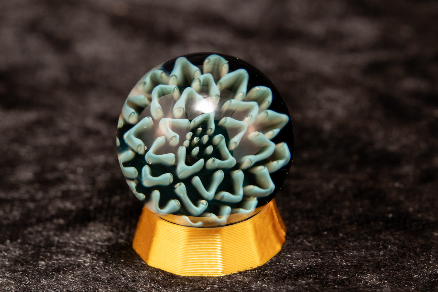 Dahlia Flower Marble Set | 25mm Handmade Glass Art Sphere with Matching Inserts | Collector Marble | Handblown Glass Decor