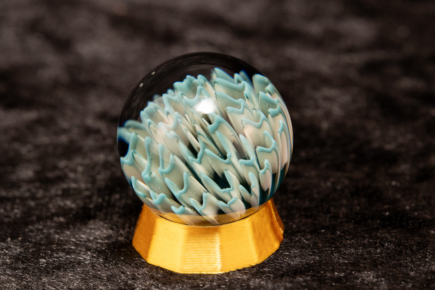 Dahlia Flower Marble Set | 25mm Handmade Glass Art Sphere with Matching Inserts | Collector Marble | Handblown Glass Decor