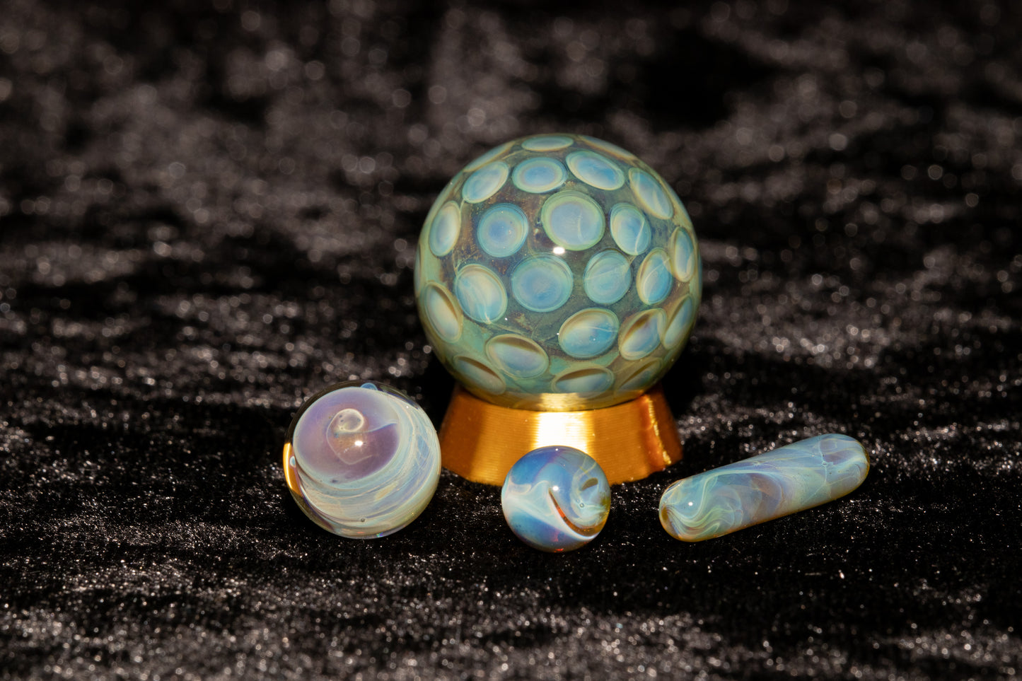 Lotus Pod Glass Marble Set | 25mm Glass Marbles | Handblown Borosilicate Glass | Collectible Functional