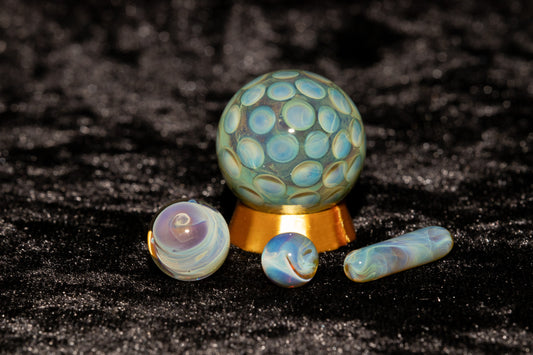 Lotus Pod Glass Marble Set | 25mm Glass Marbles | Handblown Borosilicate Glass | Collectible Functional