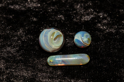 Lotus Pod Glass Marble Set | 25mm Glass Marbles | Handblown Borosilicate Glass | Collectible Functional