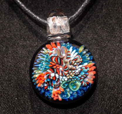 Coral Reef Pendant | Borosilicate Glass Ocean Jewelry | Beach Accessories | Sea Glass Necklace