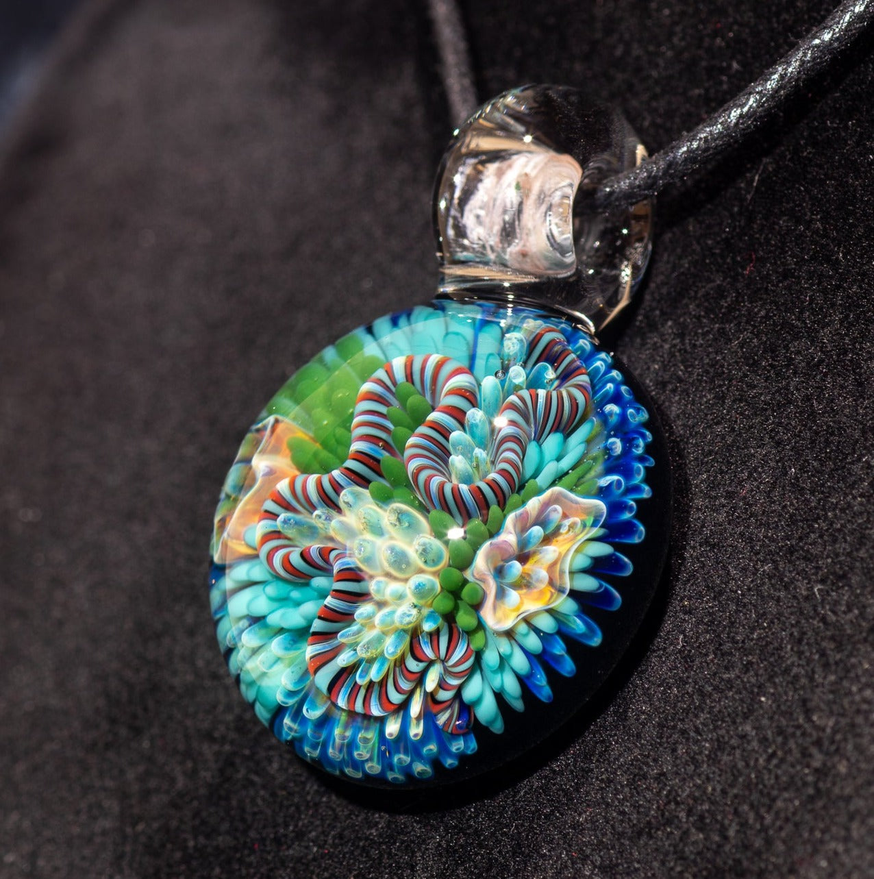 Coral Reef Pendant | Borosilicate Glass Ocean Jewelry | Beach Accessories | Sea Glass Necklace