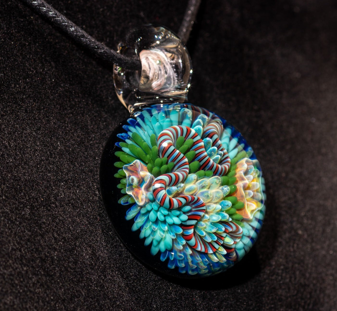 Coral Reef Pendant | Borosilicate Glass Ocean Jewelry | Beach Accessories | Sea Glass Necklace