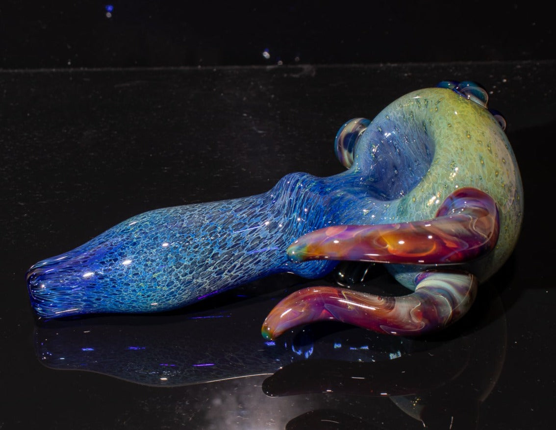Heady Colored Glass Art | Thick Inside-Out Borosilicate Spoon | Handmade Handblown Glass | Fumed Glass Detail