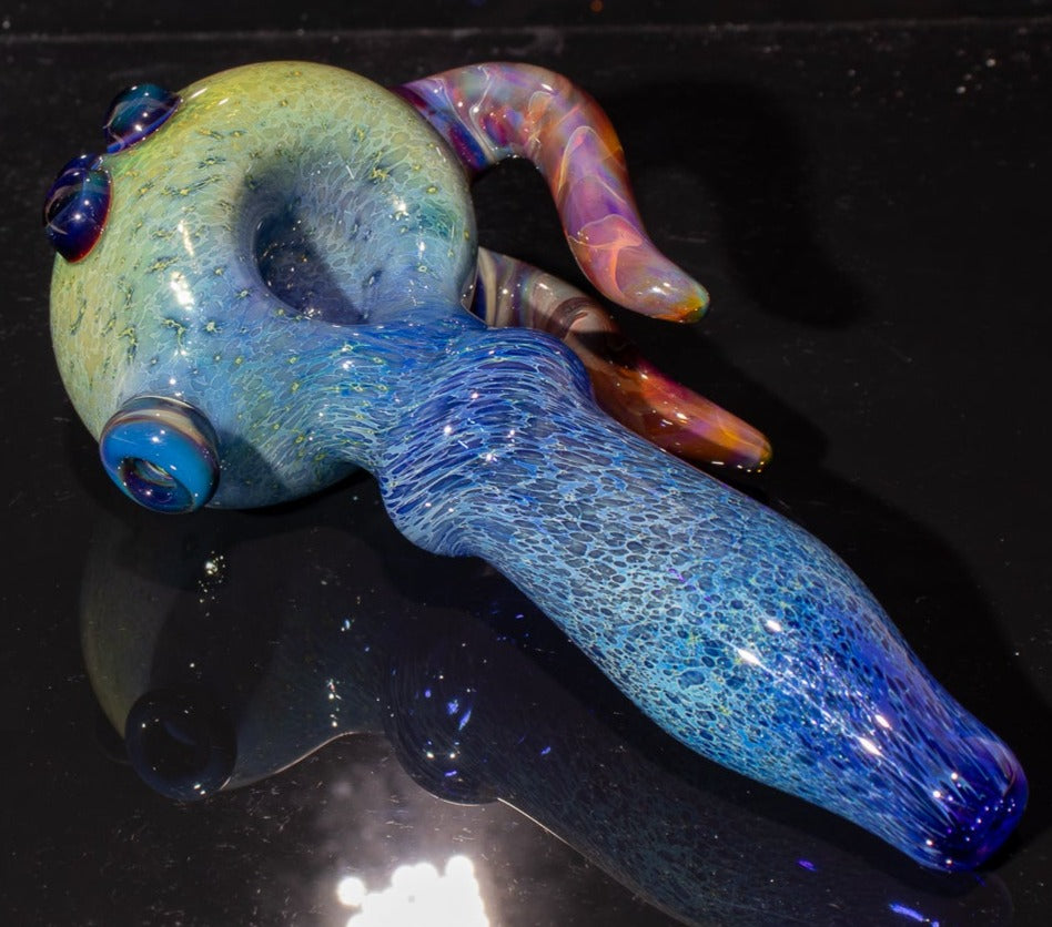 Heady Colored Glass Art | Thick Inside-Out Borosilicate Spoon | Handmade Handblown Glass | Fumed Glass Detail