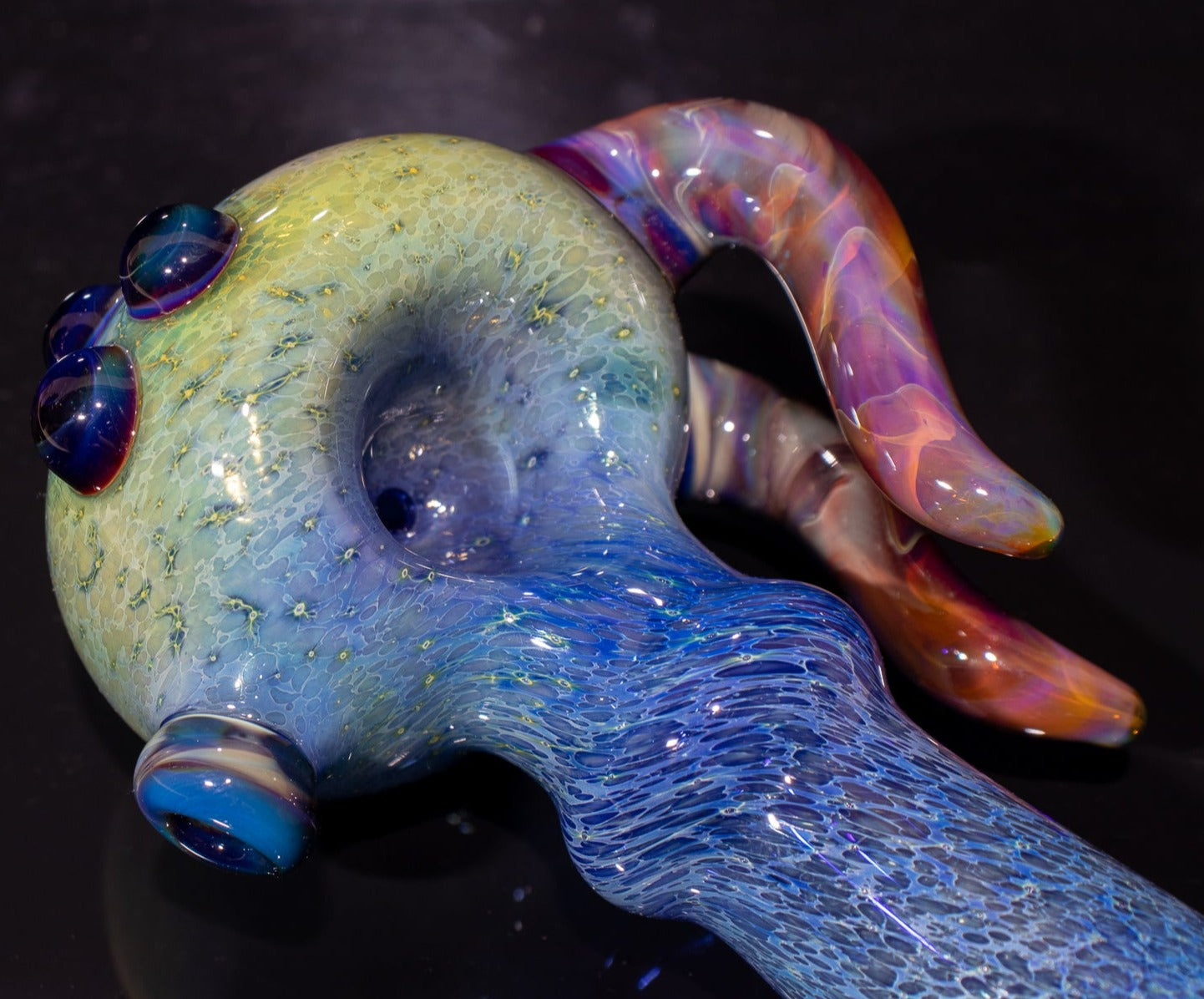 Heady Colored Glass Art | Thick Inside-Out Borosilicate Spoon | Handmade Handblown Glass | Fumed Glass Detail