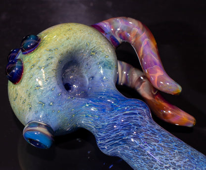 Heady Colored Glass Art | Thick Inside-Out Borosilicate Spoon | Handmade Handblown Glass | Fumed Glass Detail