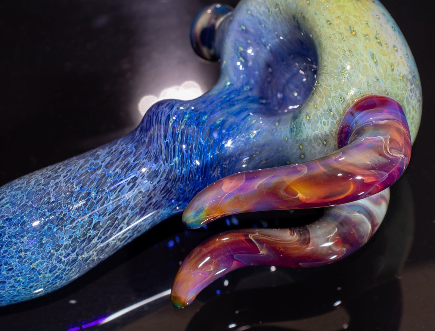 Heady Colored Glass Art | Thick Inside-Out Borosilicate Spoon | Handmade Handblown Glass | Fumed Glass Detail