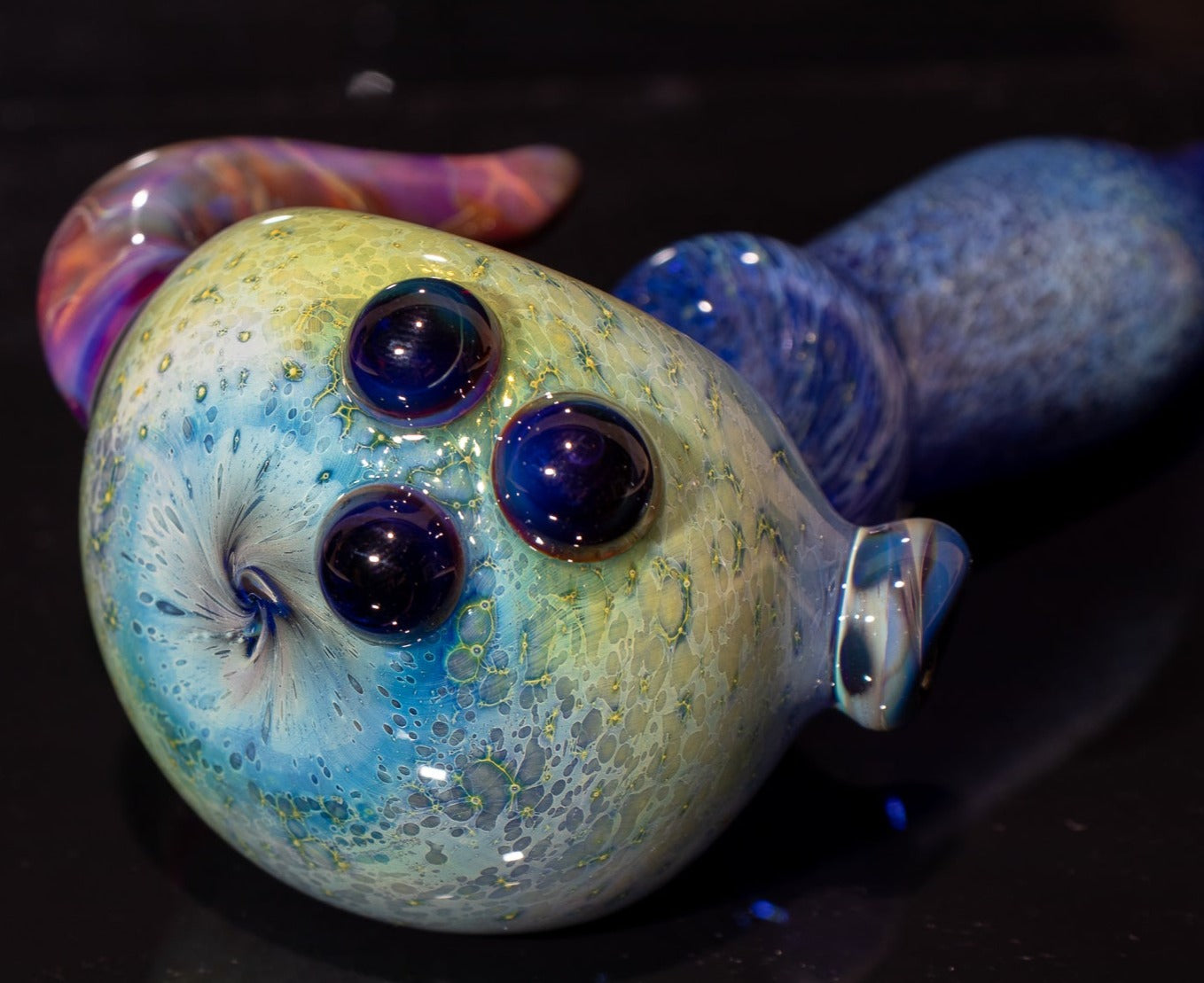 Heady Colored Glass Art | Thick Inside-Out Borosilicate Spoon | Handmade Handblown Glass | Fumed Glass Detail