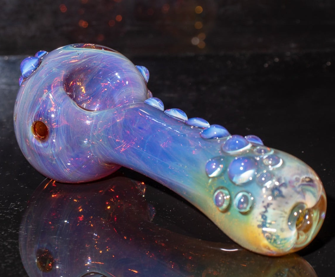 Heady Colored Glass Art | Thick Inside-Out Borosilicate Spoon | Handmade Handblown Glass | Fumed Glass Detail