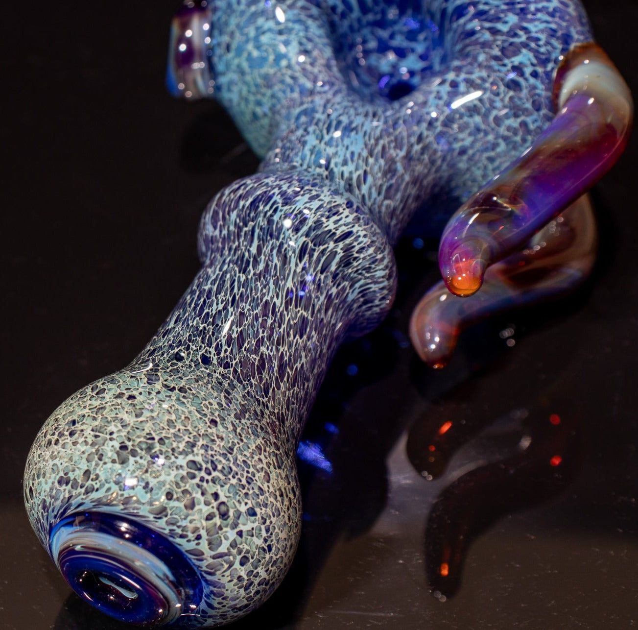 Heady Colored Glass Art | Thick Inside-Out Borosilicate Spoon | Handmade Handblown Glass | Fumed Glass Detail