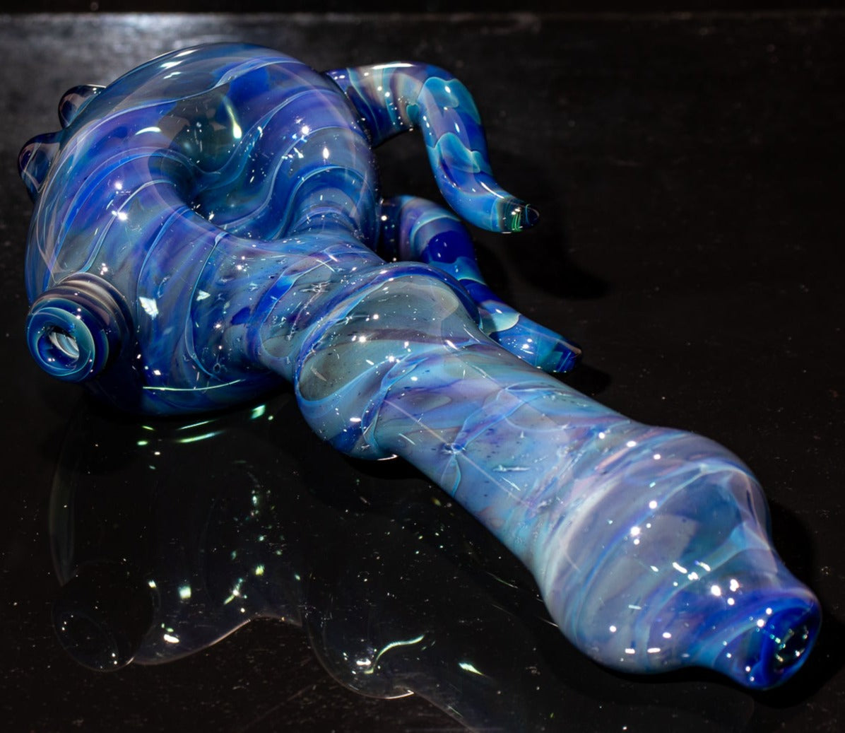Heady Colored Glass Art | Thick Inside-Out Borosilicate Spoon | Handmade Handblown Glass | Fumed Glass Detail