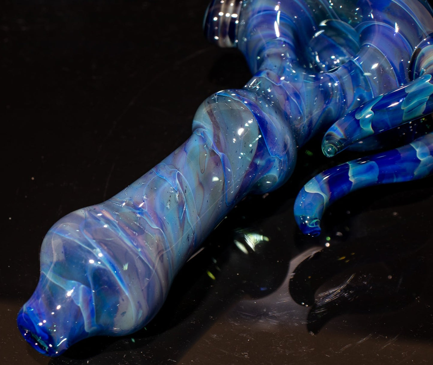 Heady Colored Glass Art | Thick Inside-Out Borosilicate Spoon | Handmade Handblown Glass | Fumed Glass Detail