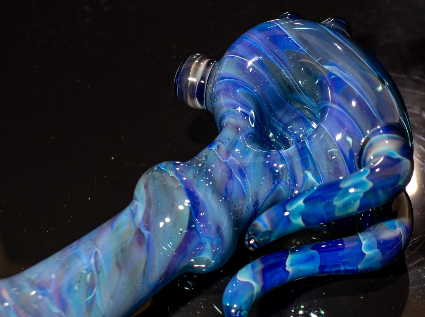 Heady Colored Glass Art | Thick Inside-Out Borosilicate Spoon | Handmade Handblown Glass | Fumed Glass Detail