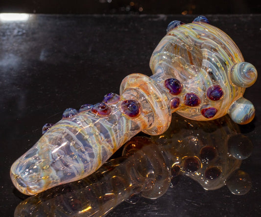 Heady Colored Glass Art | Thick Inside-Out Borosilicate Spoon | Handmade Handblown Glass | Fumed Glass Detail