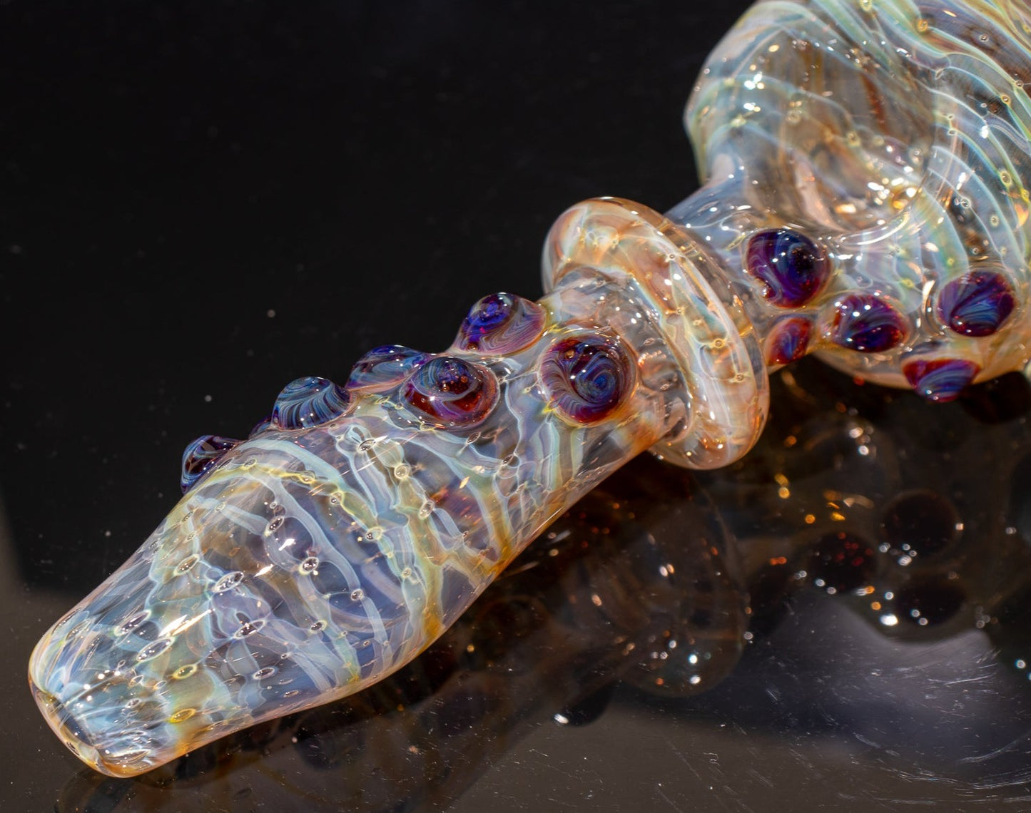 Heady Colored Glass Art | Thick Inside-Out Borosilicate Spoon | Handmade Handblown Glass | Fumed Glass Detail