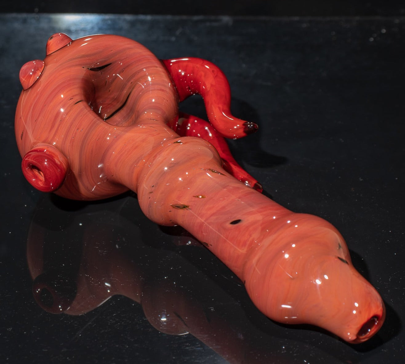 Heady Colored Glass Art | Thick Inside-Out Borosilicate Spoon | Handmade Handblown Glass | Fumed Glass Detail