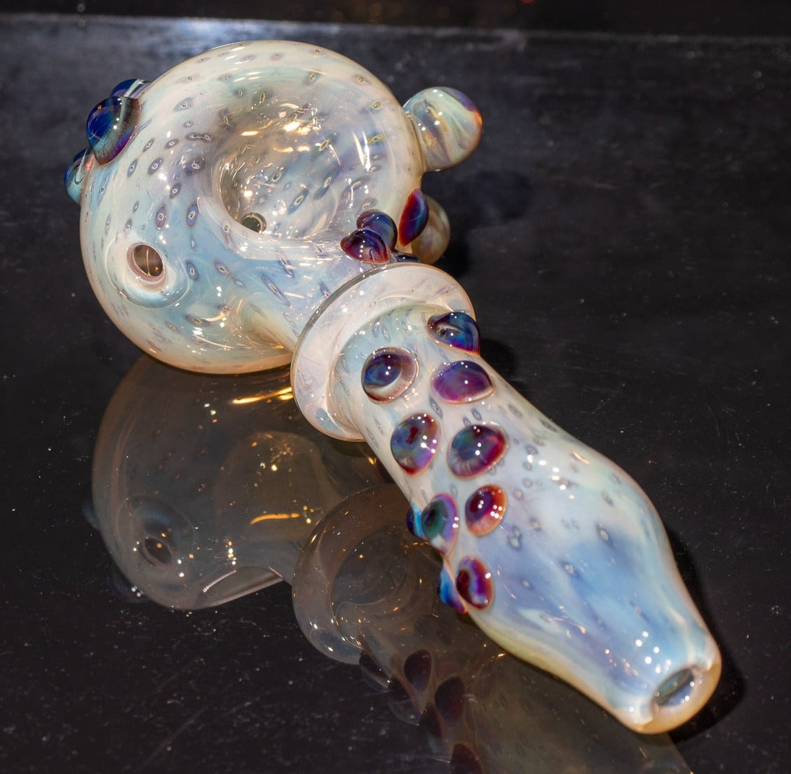 Heady Colored Glass Art | Thick Inside-Out Borosilicate Spoon | Handmade Handblown Glass | Fumed Glass Detail
