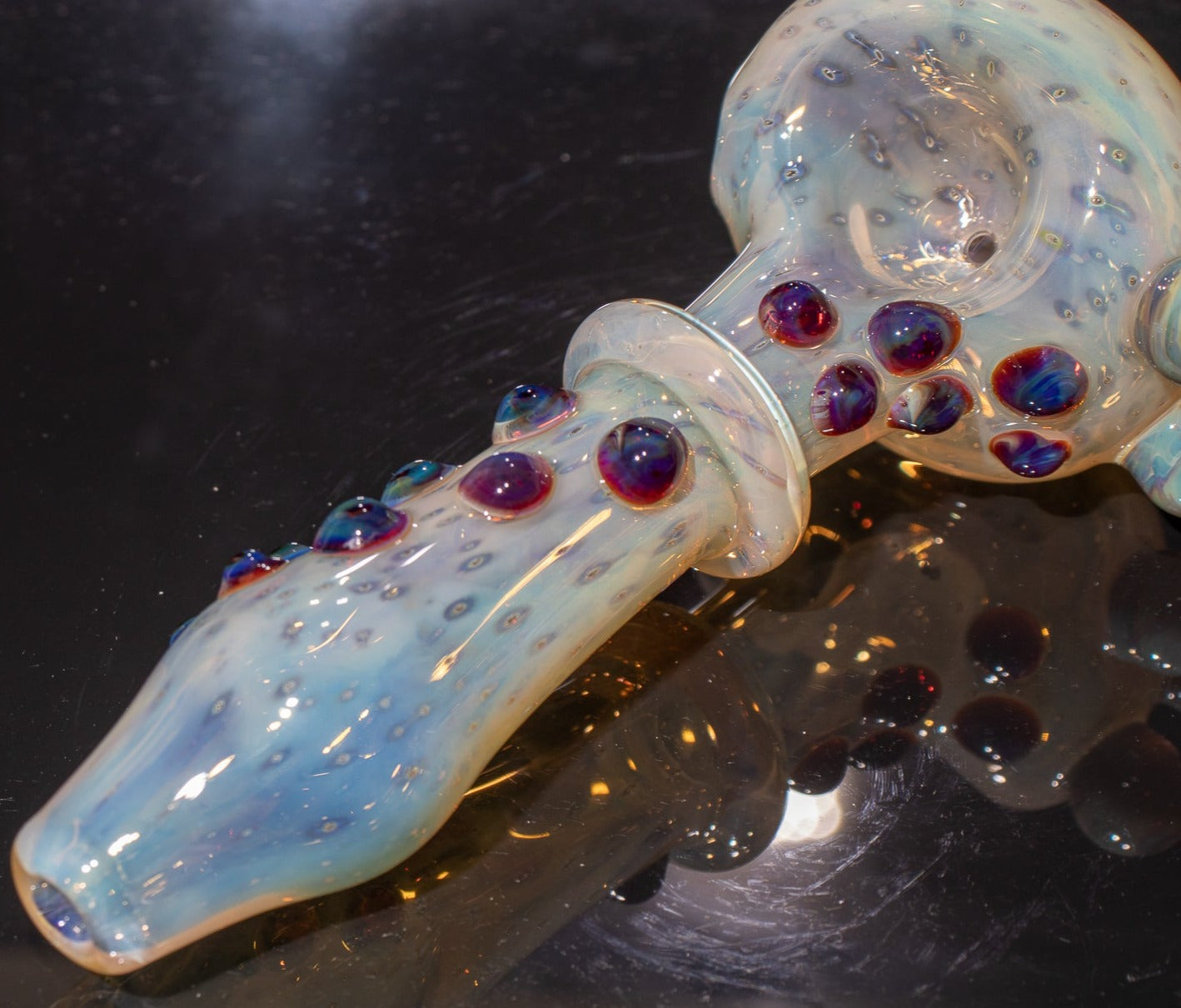 Heady Colored Glass Art | Thick Inside-Out Borosilicate Spoon | Handmade Handblown Glass | Fumed Glass Detail
