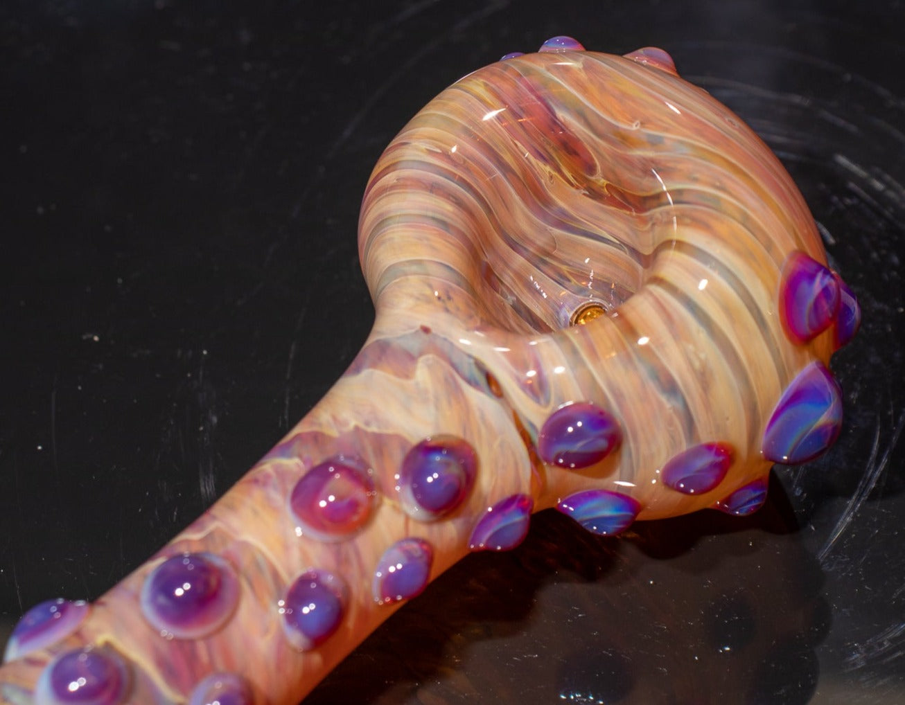 Heady Colored Glass Art | Thick Inside-Out Borosilicate Spoon | Handmade Handblown Glass | Fumed Glass Detail