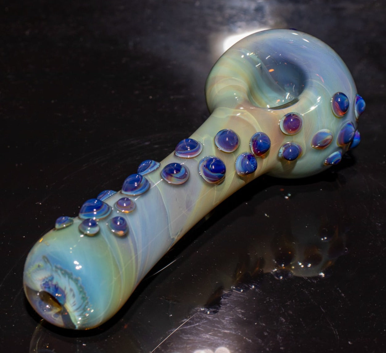 Heady Colored Glass Art | Thick Inside-Out Borosilicate Spoon | Handmade Handblown Glass | Fumed Glass Detail