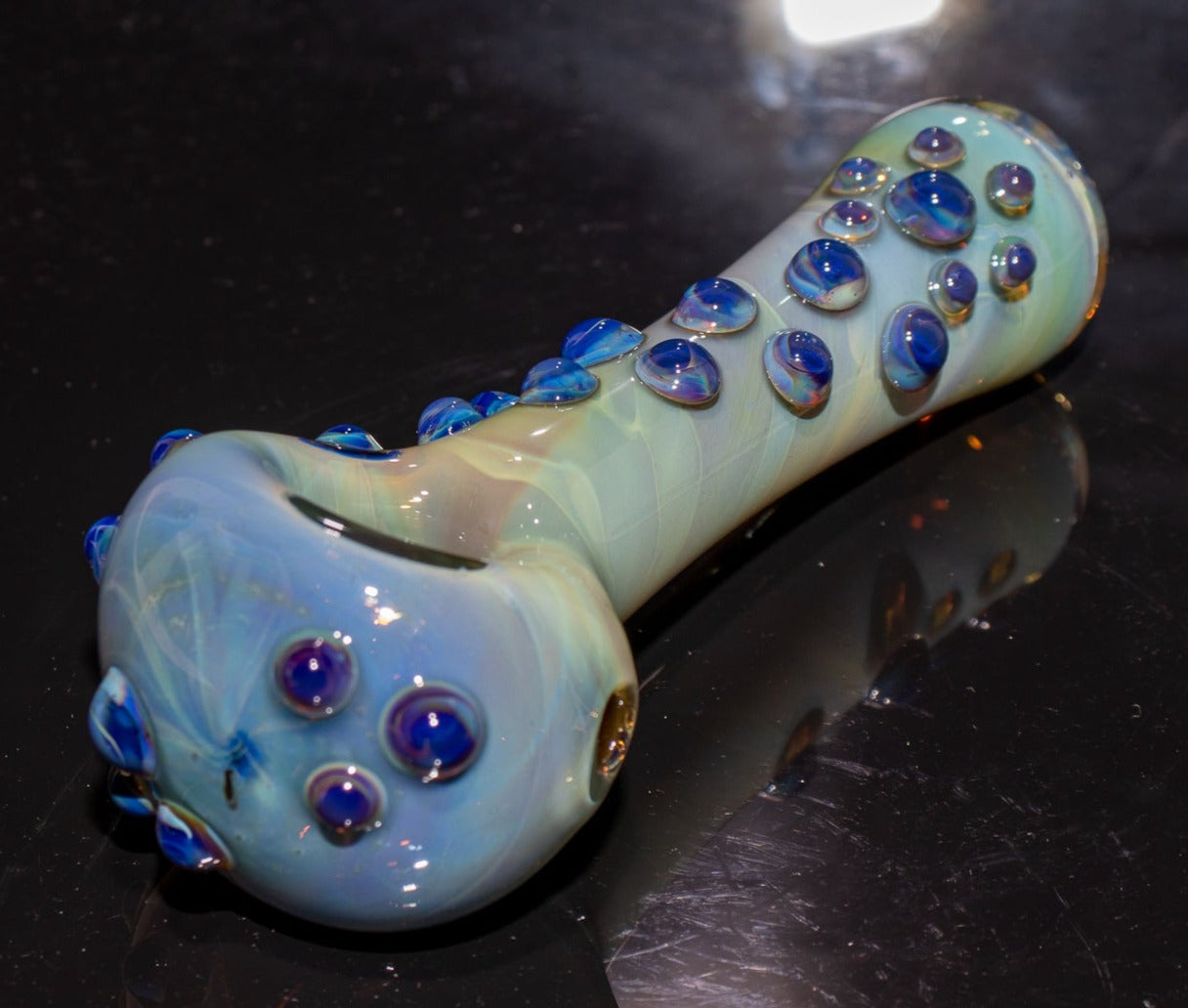 Heady Colored Glass Art | Thick Inside-Out Borosilicate Spoon | Handmade Handblown Glass | Fumed Glass Detail