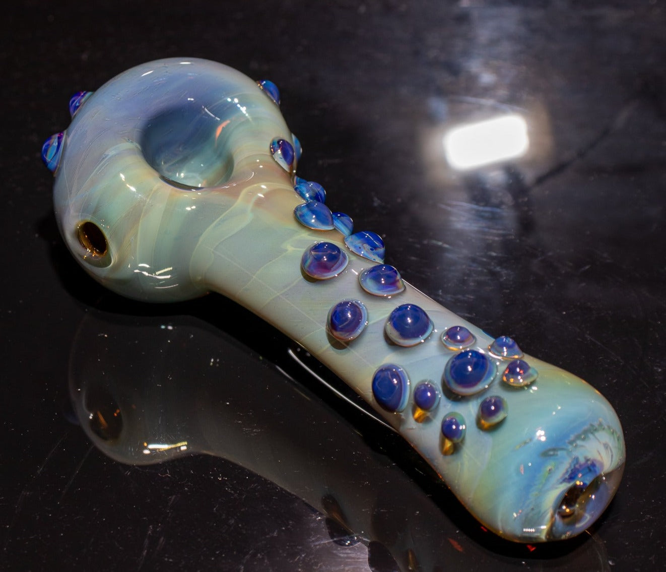 Heady Colored Glass Art | Thick Inside-Out Borosilicate Spoon | Handmade Handblown Glass | Fumed Glass Detail