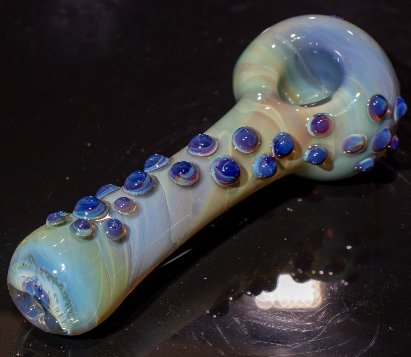 Heady Colored Glass Art | Thick Inside-Out Borosilicate Spoon | Handmade Handblown Glass | Fumed Glass Detail