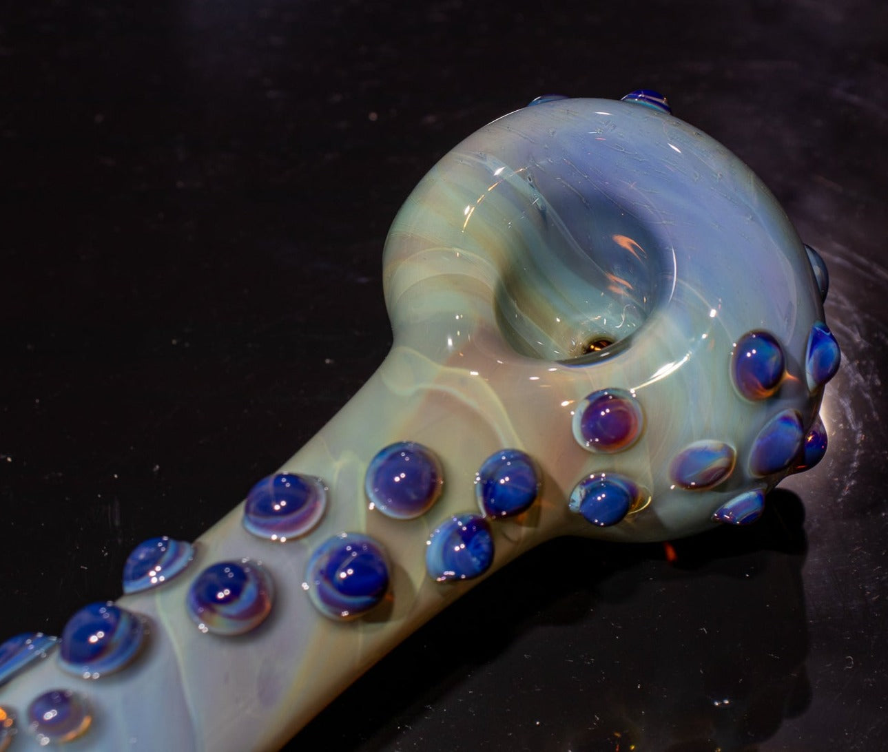 Heady Colored Glass Art | Thick Inside-Out Borosilicate Spoon | Handmade Handblown Glass | Fumed Glass Detail