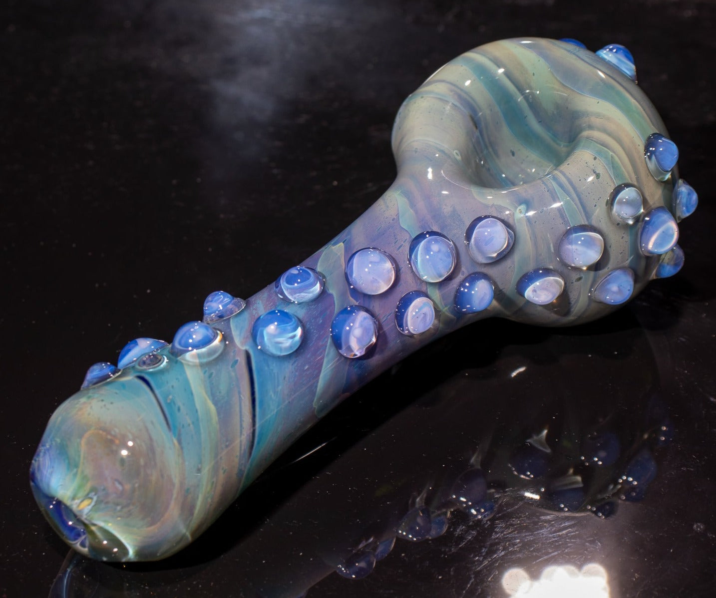 Heady Colored Glass Art | Thick Inside-Out Borosilicate Spoon | Handmade Handblown Glass | Fumed Glass Detail