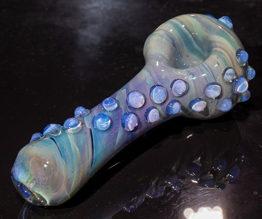 Heady Colored Glass Art | Thick Inside-Out Borosilicate Spoon | Handmade Handblown Glass | Fumed Glass Detail
